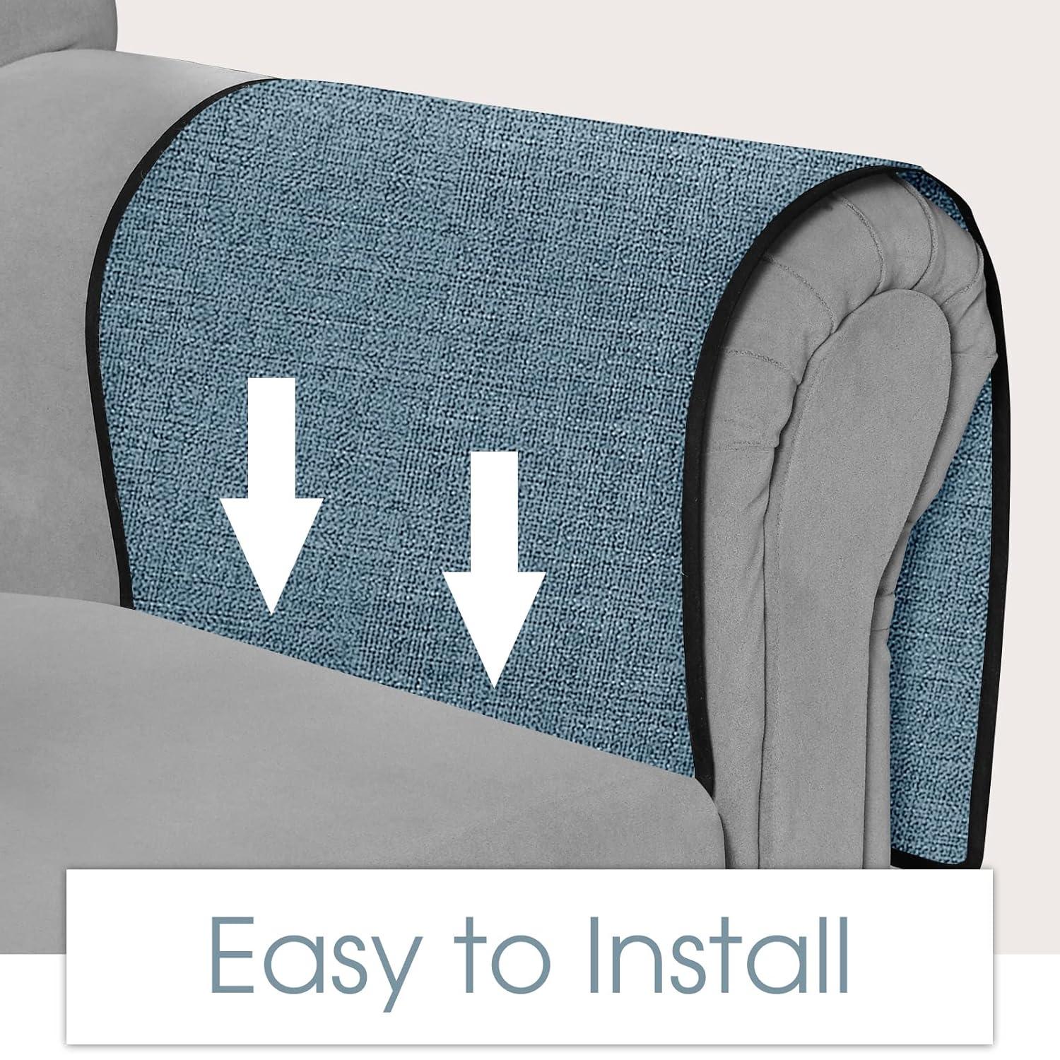 Joywell Remote Holder for Couch Non Slip Sofa Armrest Organizer Armchair Caddy with 6 Pocket Storage for Magazine, Tablet, Phone, iPad, Grey-Blue