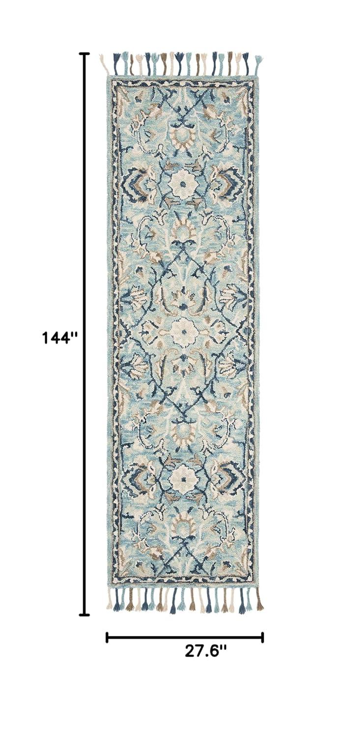Blossom BLM457 Hand Tufted Runner Rug - Blue/Ivory - 2'3"x12' - Safavieh.