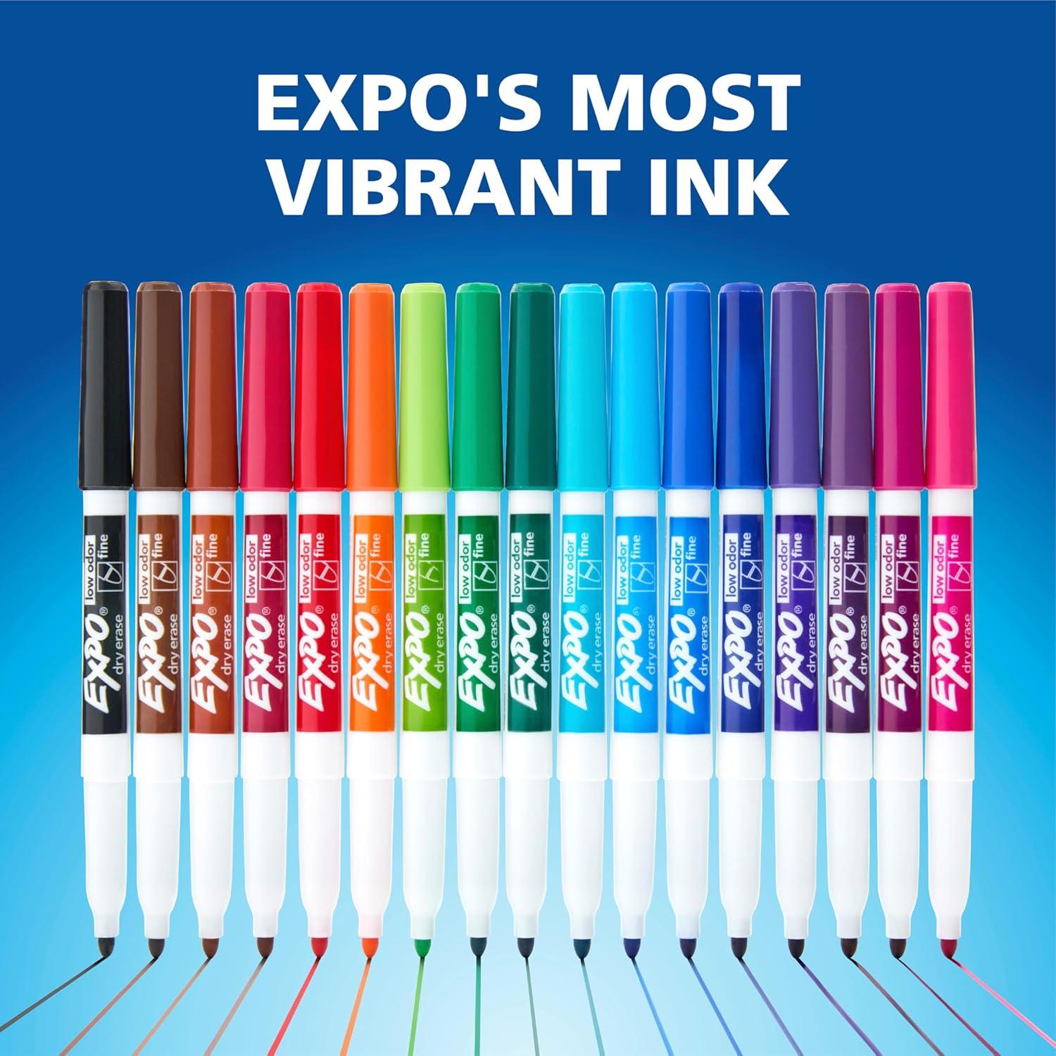 Expo 36ct Lo Odor Fine Point Markers Black: Thin Black Dry Erase, Art & Office, 6+ Years, 36 Pack