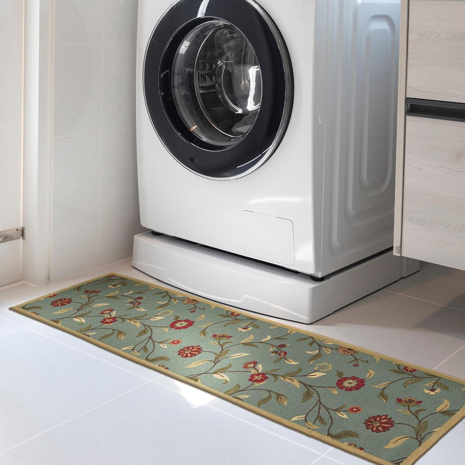 Machine Washable Non-Slip Floral Leaves Area Rug For Living Room, Hallway Runner, Entryway Rug