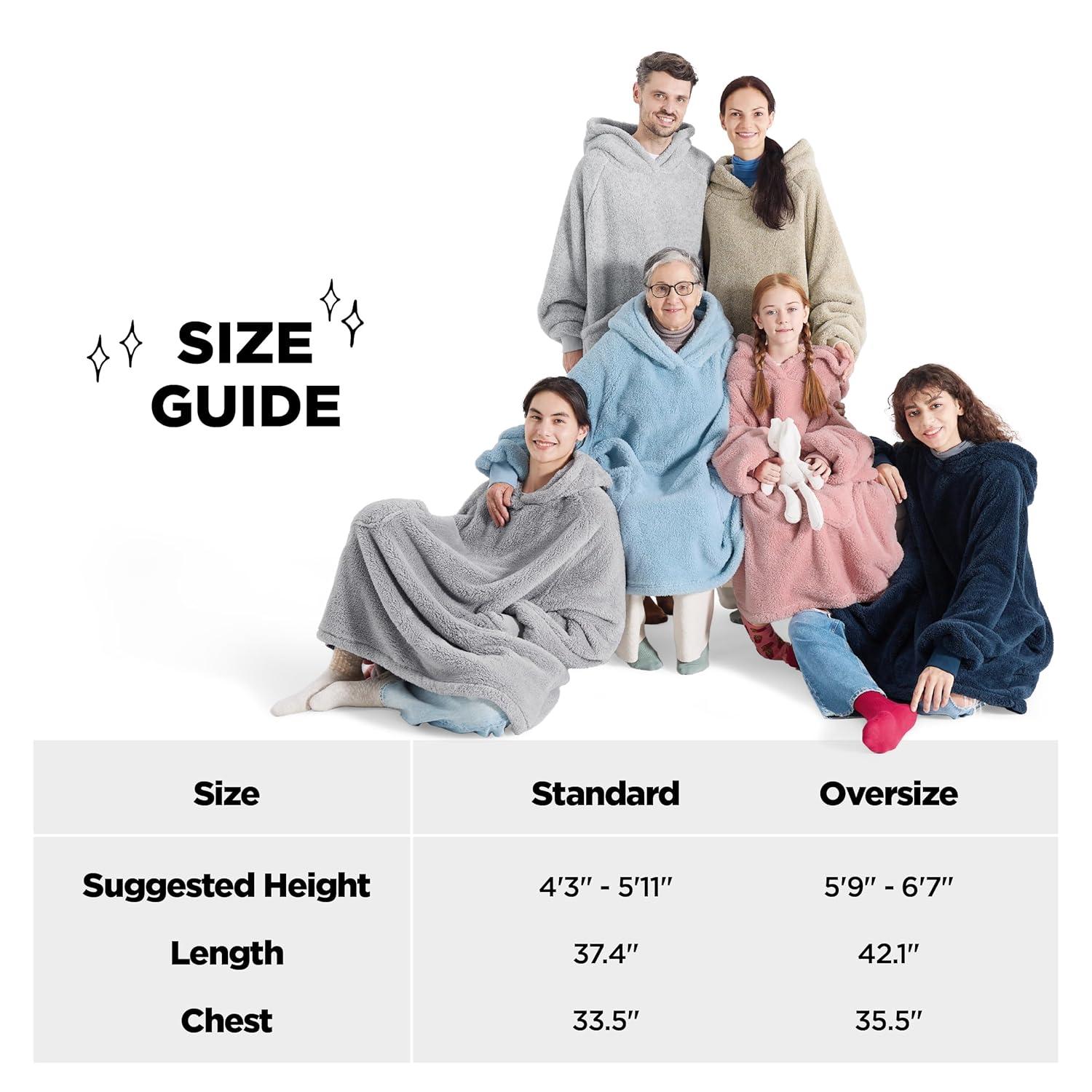 Bedsure Bedsure Wearable Blanket Hoodie Gifts For Women - Cozy Sherpa Hoodie Blanket For Adult Men, Warm Hooded Blanket Sweatshirt