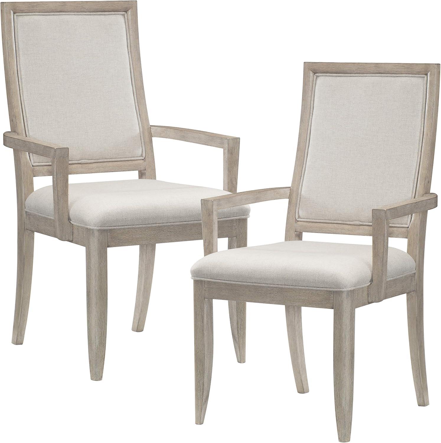 Elegant Gray Upholstered Wood Arm Chair for Dining Room