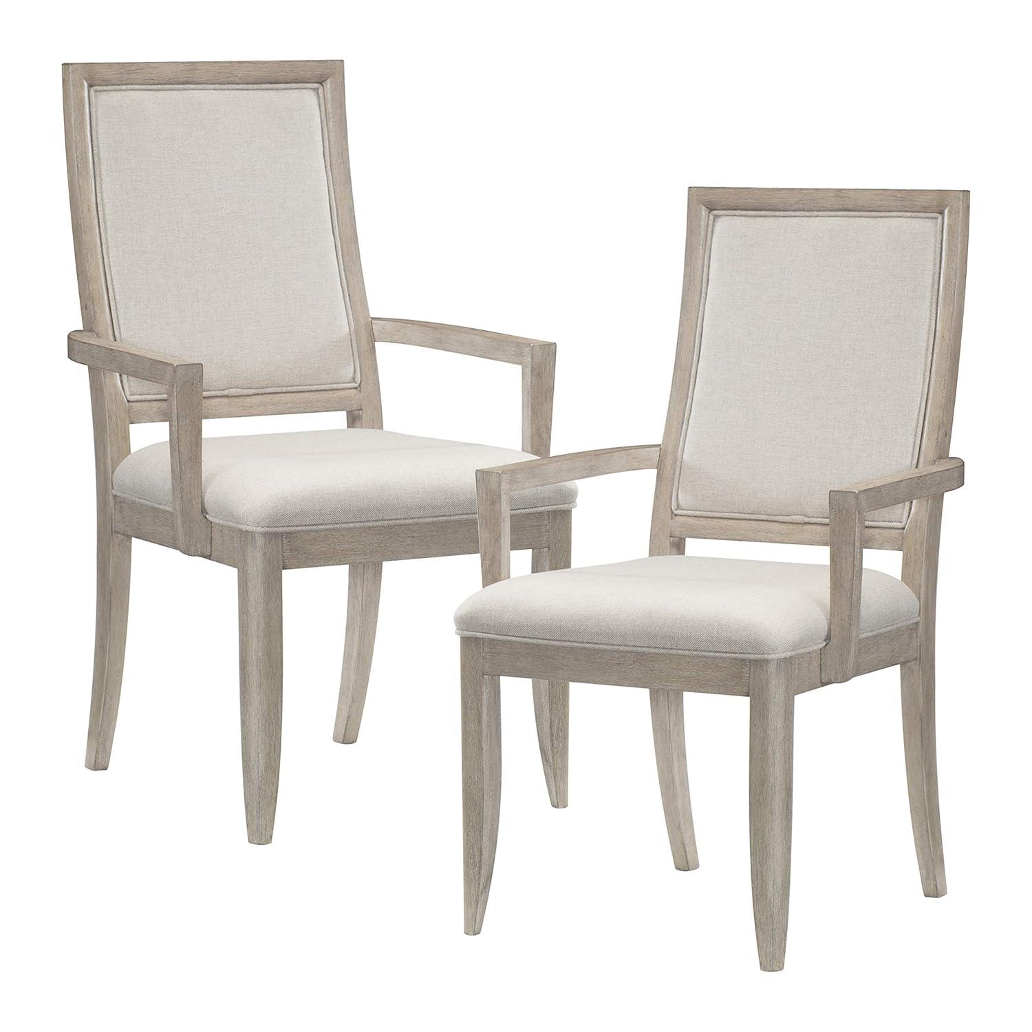 Lexicon Contemporary Wood Dining Room Arm Chair in Gray (Set of 2)