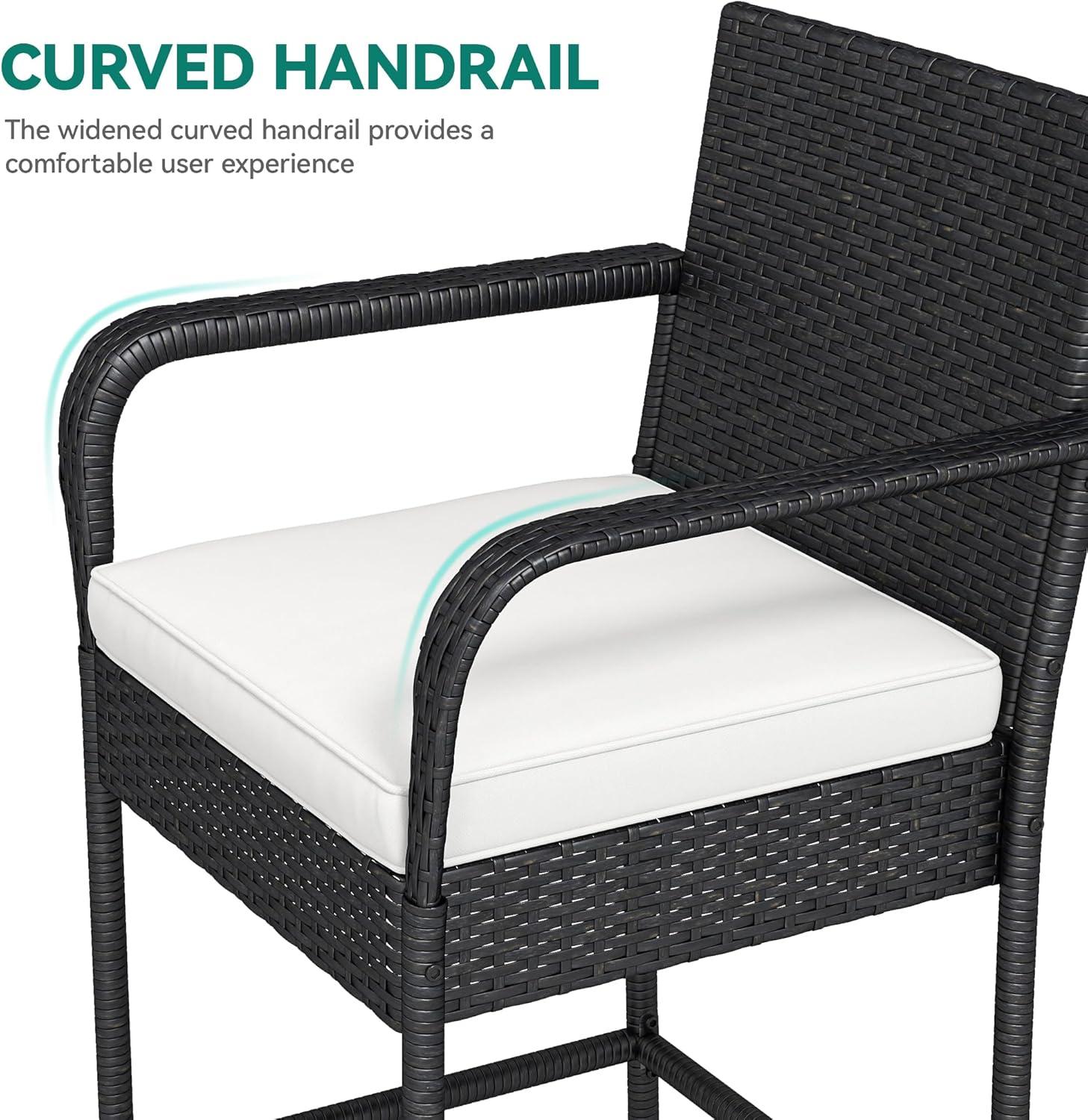 Winston Porter Winston Porter Set Of 2 Patio Wicker Counter Stools Outdoor Bar Height Chairs With Soft Cushions