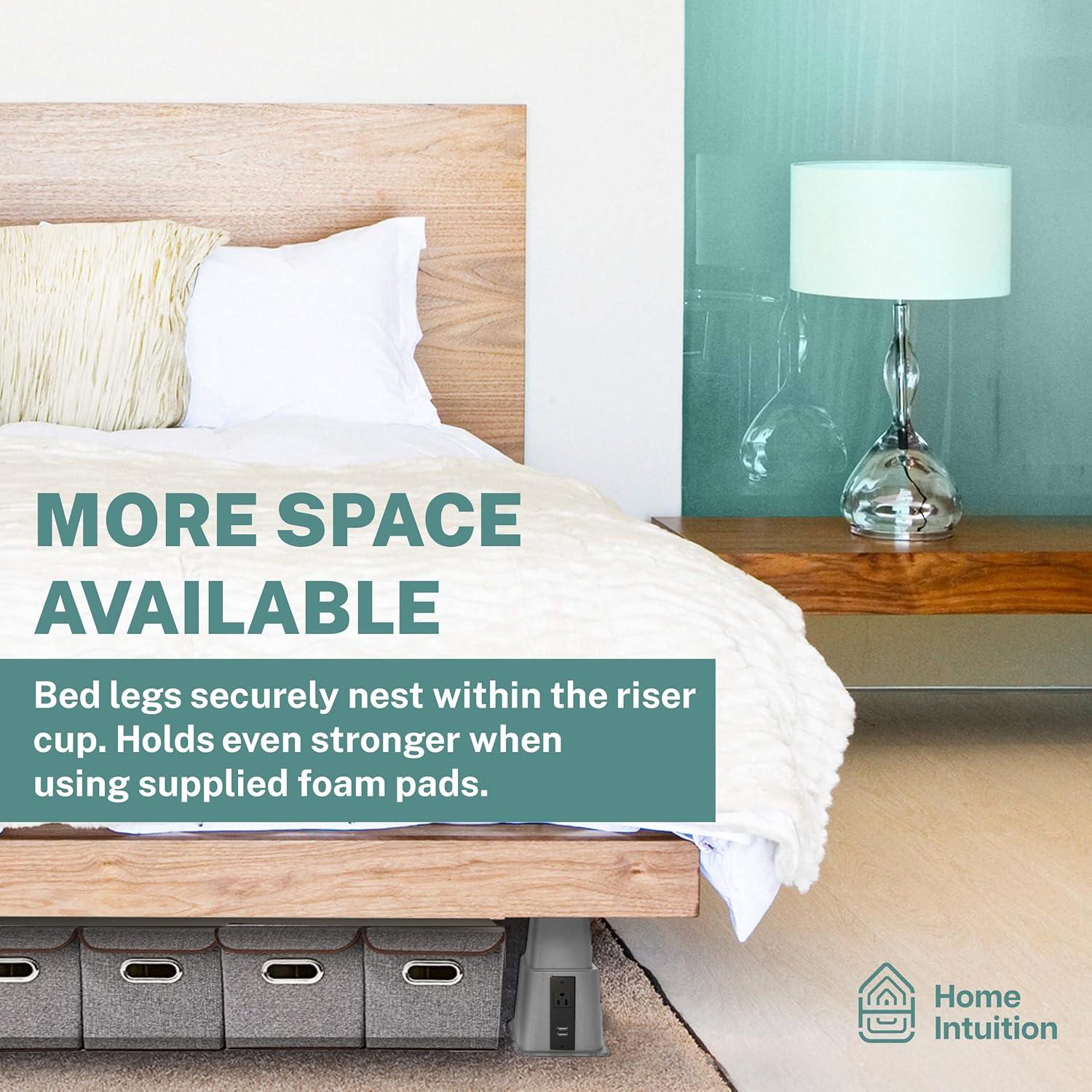 Home Intuition Bed Risers Heavy Duty Adjustable Furniture Riser 3, 5 or 8-Inch, 4 Pack, 8-Piece Set (Grey)