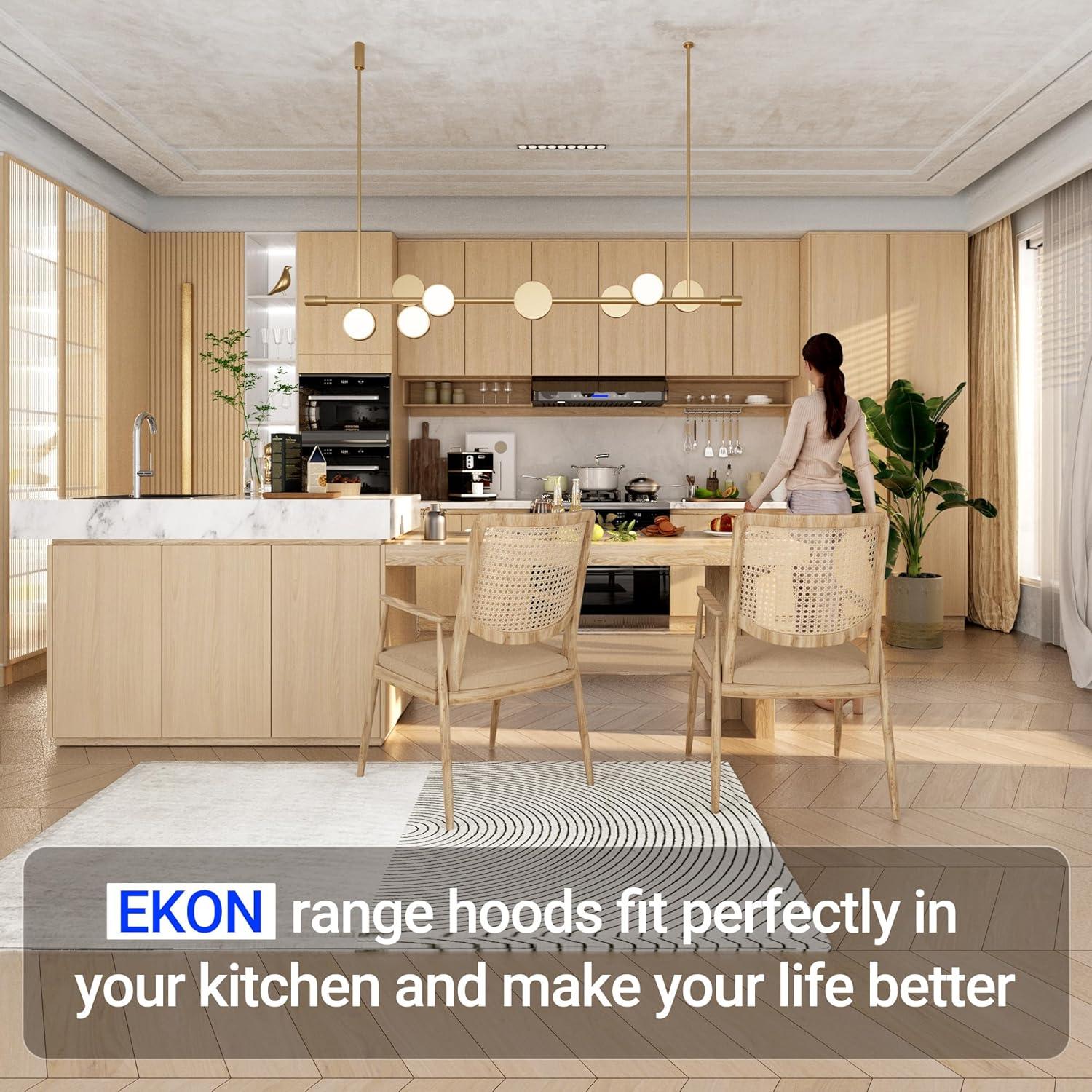 EKON KITCHEN EXPERT Stainless Steel 900 CFM Ducted (Vented) Under Cabinet Range Hood with Baffle Filter