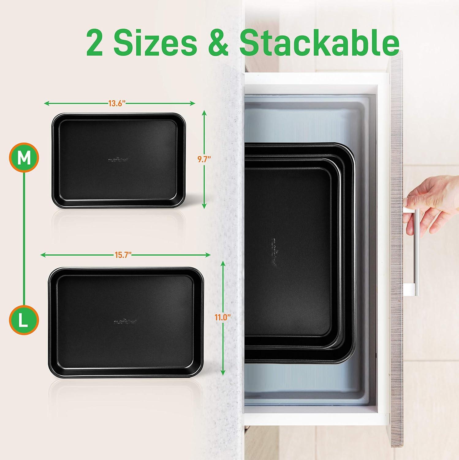 Black Carbon Steel Non-Stick 2-Piece Baking Sheet Pan Set