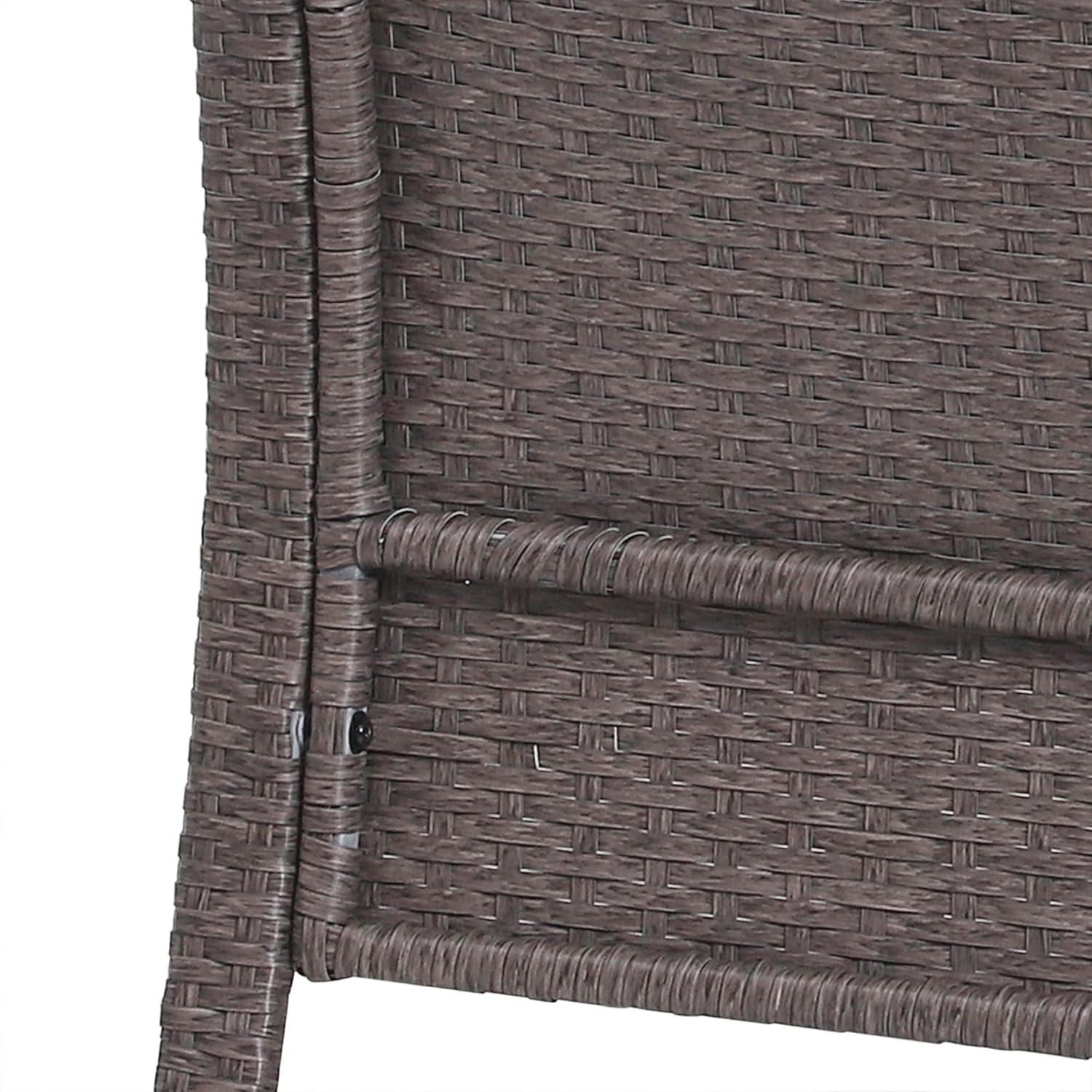 Outsunny 5 Piece Rattan Wicker Lounge Chair, Outdoor Patio Conversation Set with 2 Cushioned Chairs, 2 Ottomans & Top Coffee Table, Brown