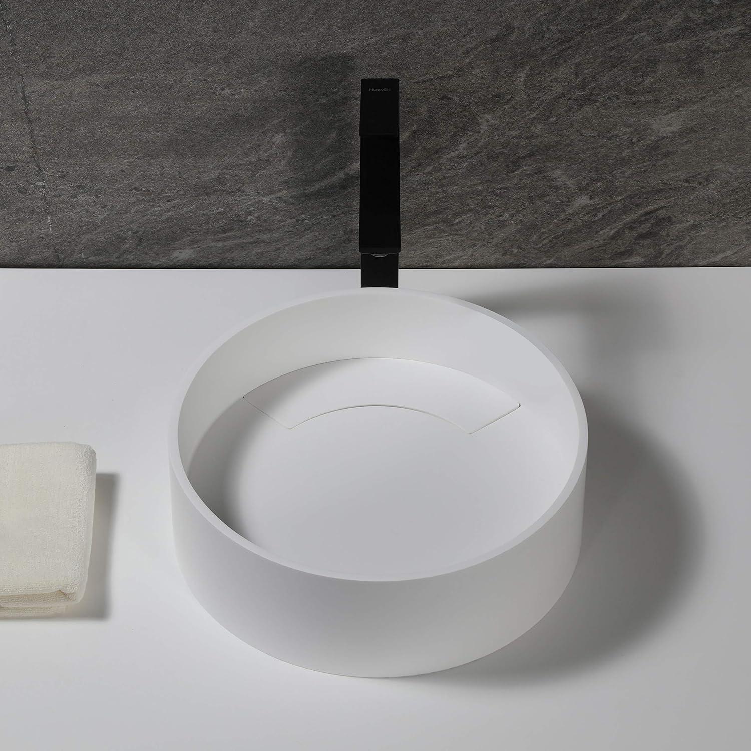 Alfi Brand 15.13'' Matte White Resin Circular Bathroom Sink