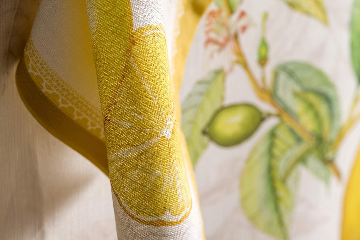 Limoncello Yellow and White Cotton Square Napkin Set