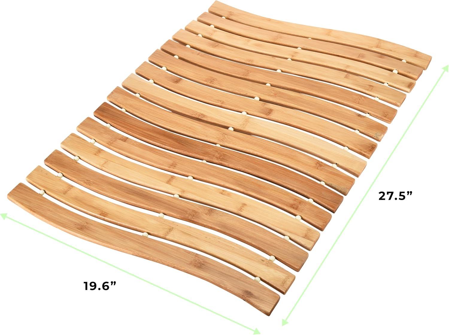 Prosumer's Choice Bamboo Bath Mat - Natural Wood Shower and Bathroom Rug - Versatile Indoor and Outdoor Use - Premium Packaging Included - 27.5'' x 19.6" Wooden Bathmat