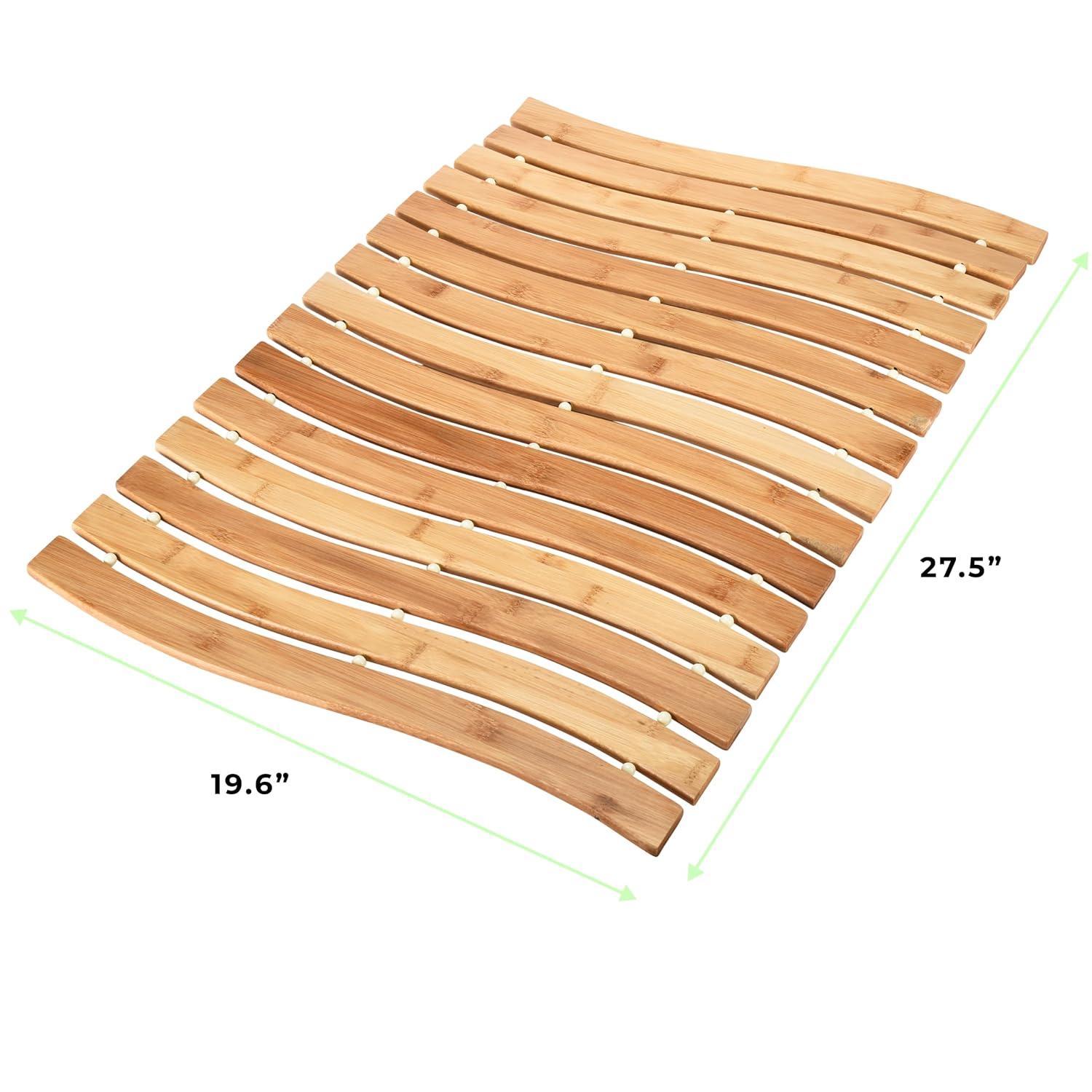 Prosumer's Choice Bamboo Bath Mat - Natural Wood Shower and Bathroom Rug - Versatile Indoor and Outdoor Use - Premium Packaging Included - 27.5'' x 19.6" Wooden Bathmat