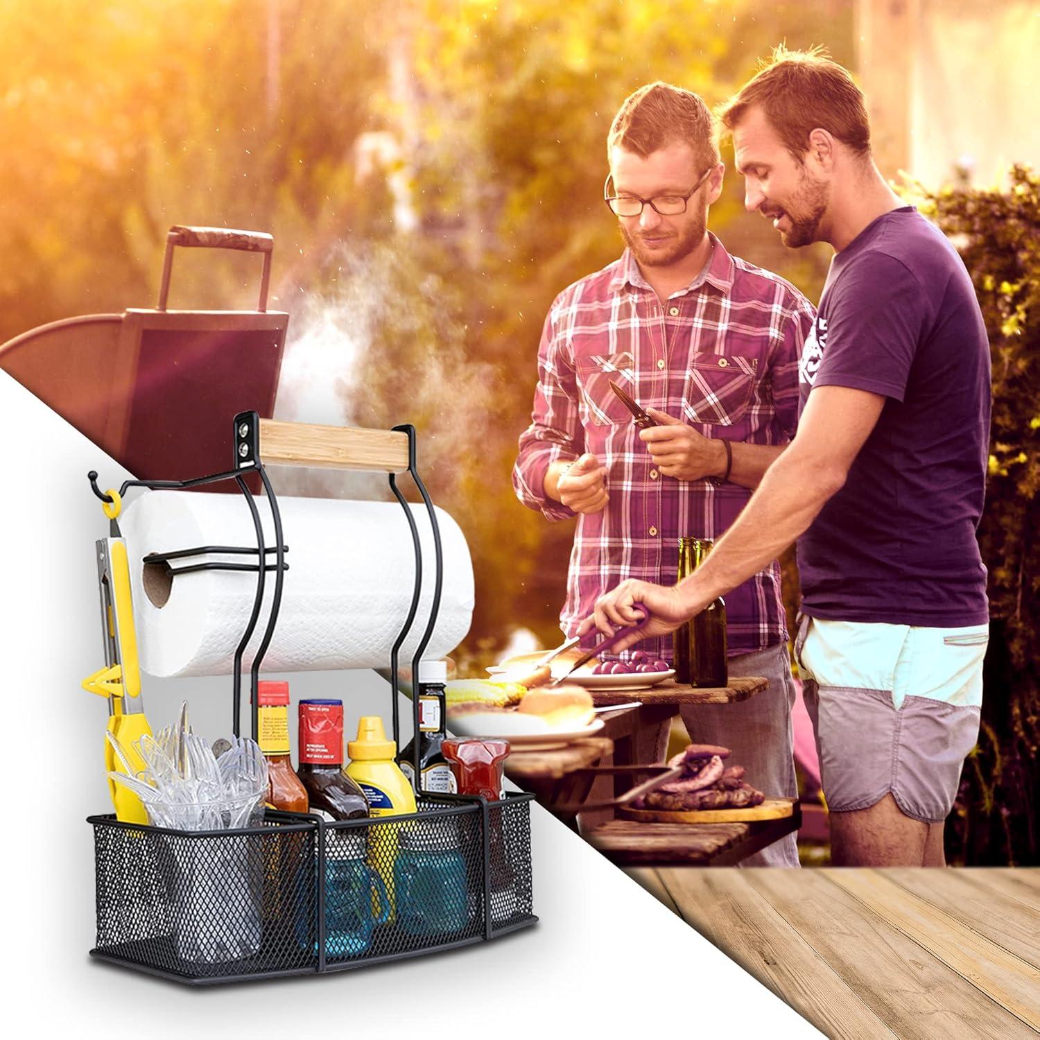 Black Stainless Steel BBQ and Picnic Caddy Organizer