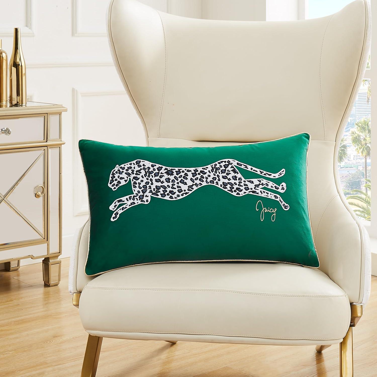 Juicy Couture Juicy Couture Velvet Cheetah Plush Decorative Throw Pillows - 14" x 24"