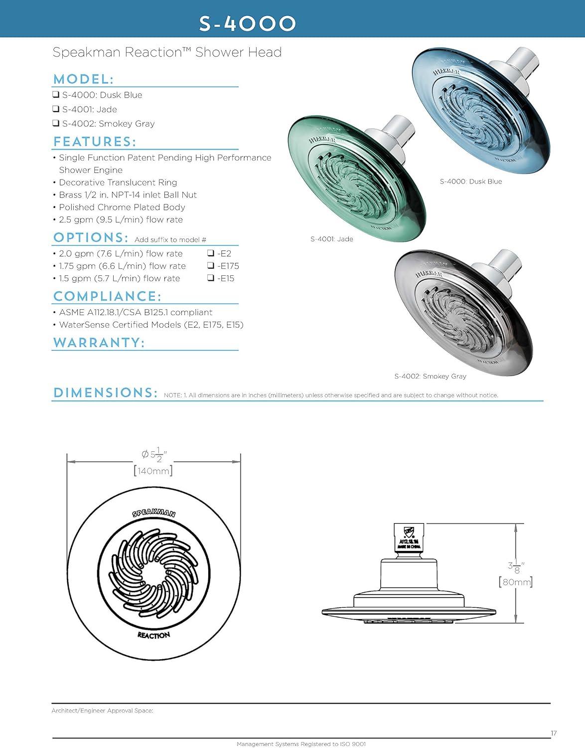 Jade Green Chrome Wall Mounted Shower Head with Turbine