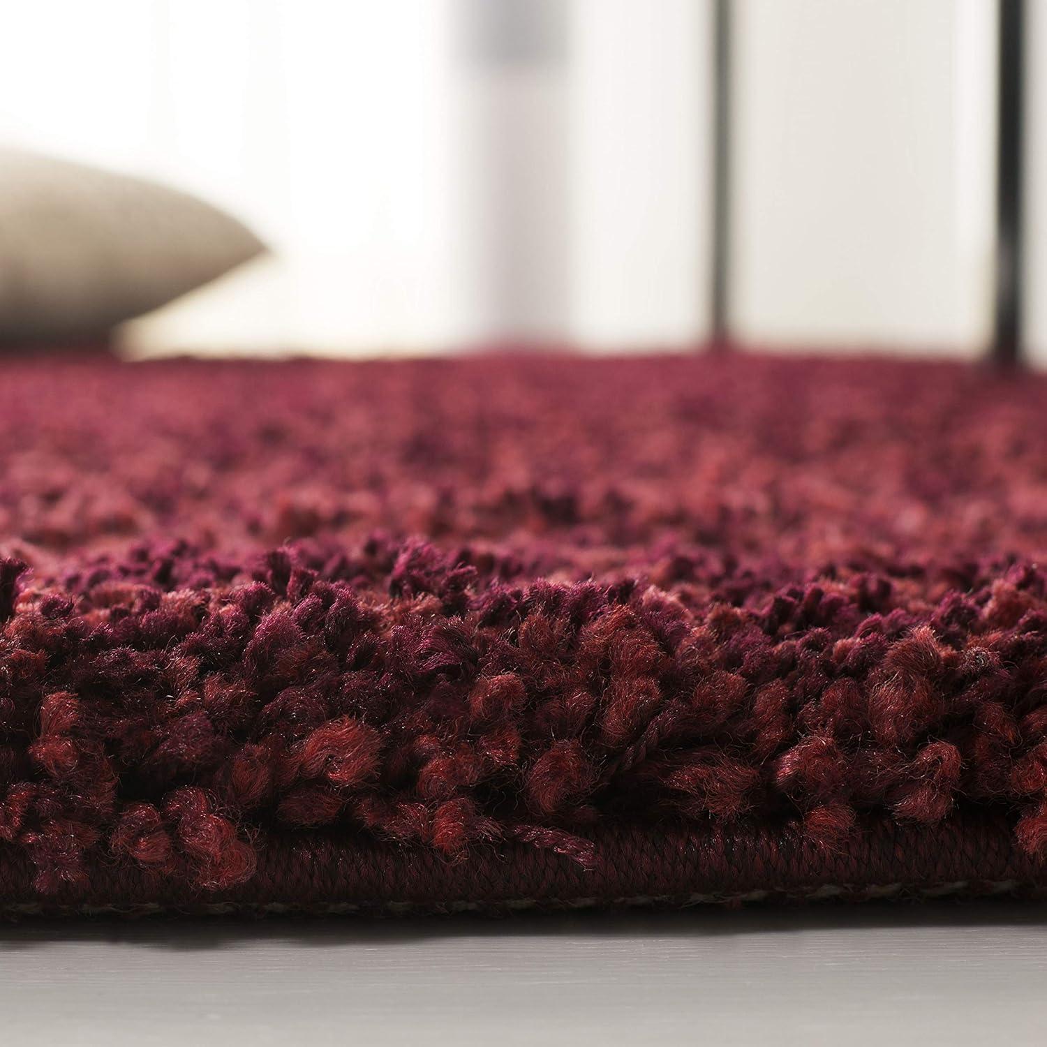 California Shag SG151 Power Loomed Indoor Accent Rug - Maroon - 4'x4' - Safavieh