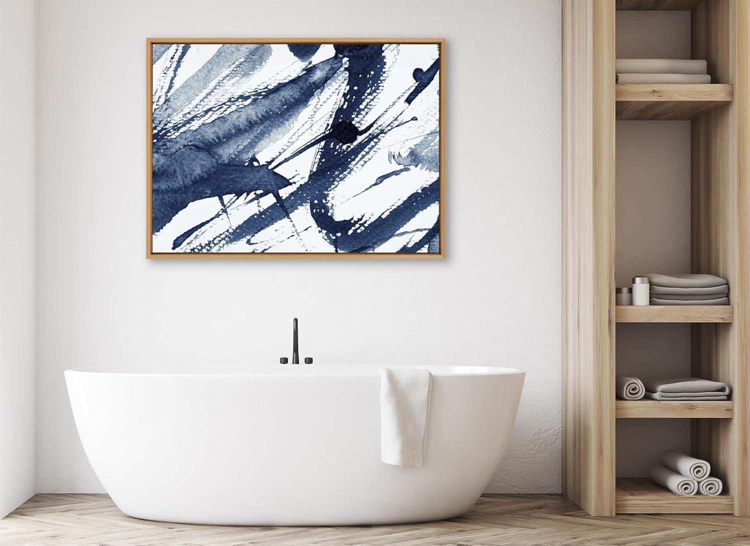 Kate & Laurel All Things Decor 31.5"x41.5" Sylvie Indigo Watercolor Framed Wall Art by Amy Peterson Natural Modern Blue Abstract Wall Art