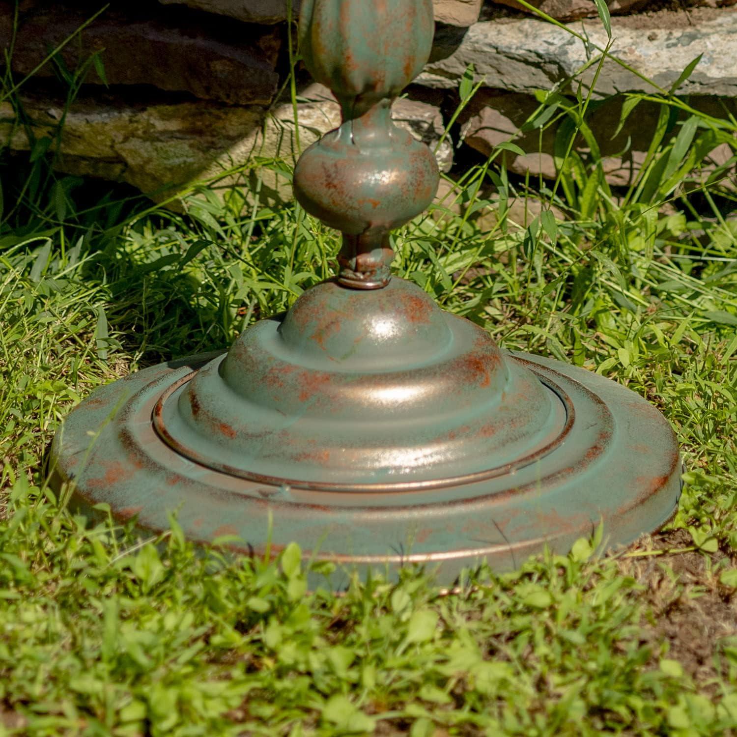 Zaer Ltd. Ornate Pedestal Style Birdbath with Cast Iron Birds on Rim Full Base (Bronze)