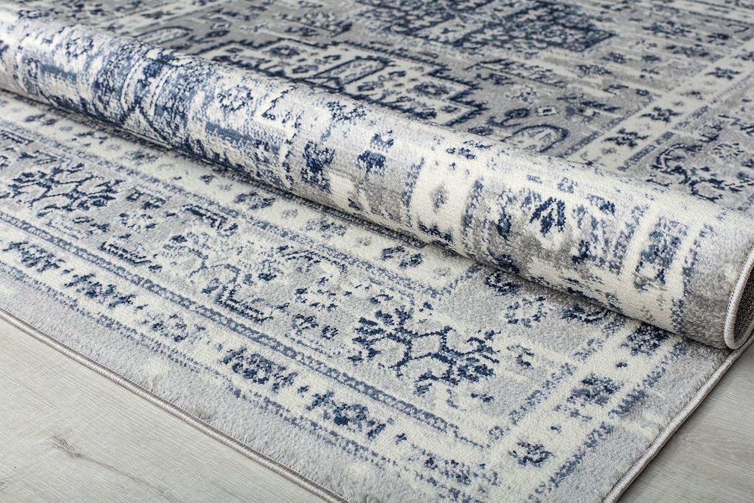 Rugs America Gallagher GL55F Inky Sundara Vintage Transitional Blue Area Rug for Dining Room Rug Neutral Rug Living Room Rug Kitchen, 5'3"x7'