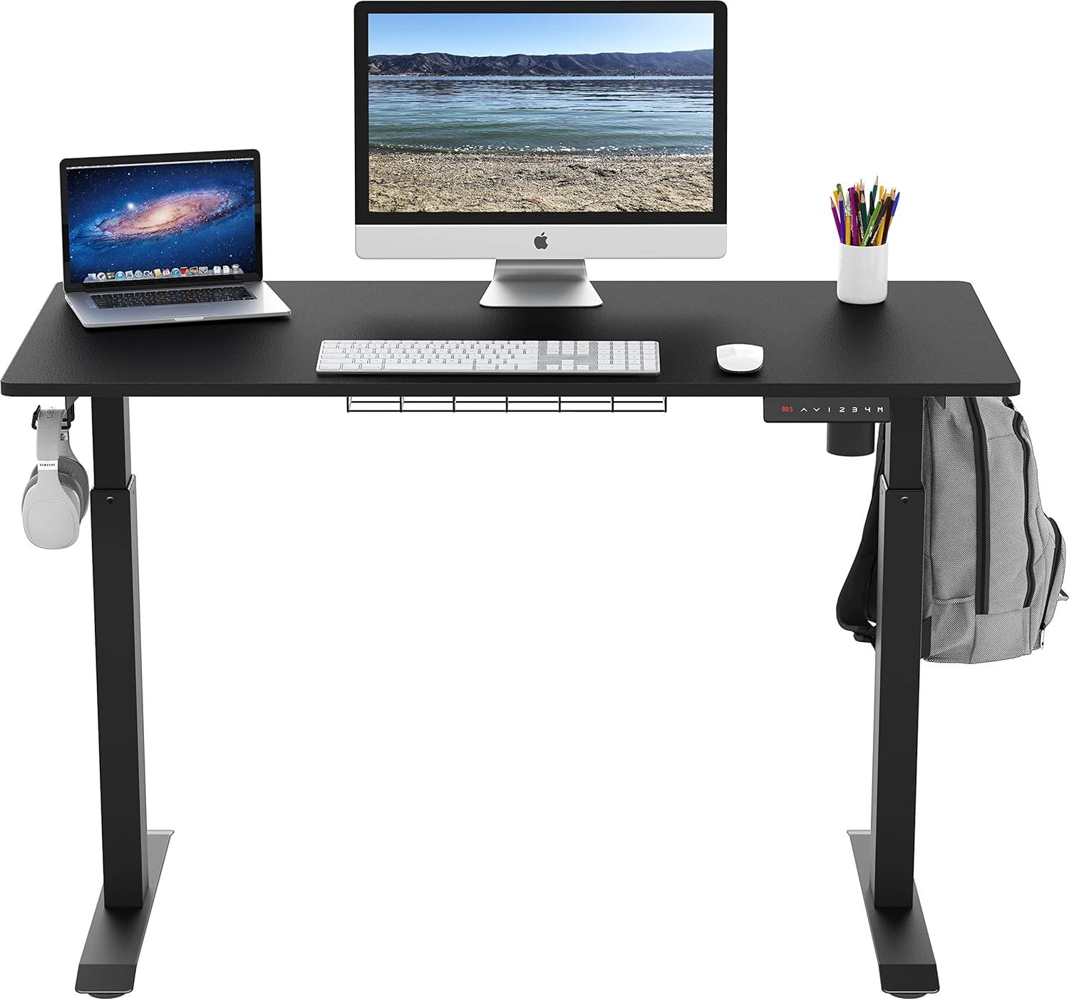 SHW 48 Inch Memory Preset Electric Height Adjustable Standing Desk, Black