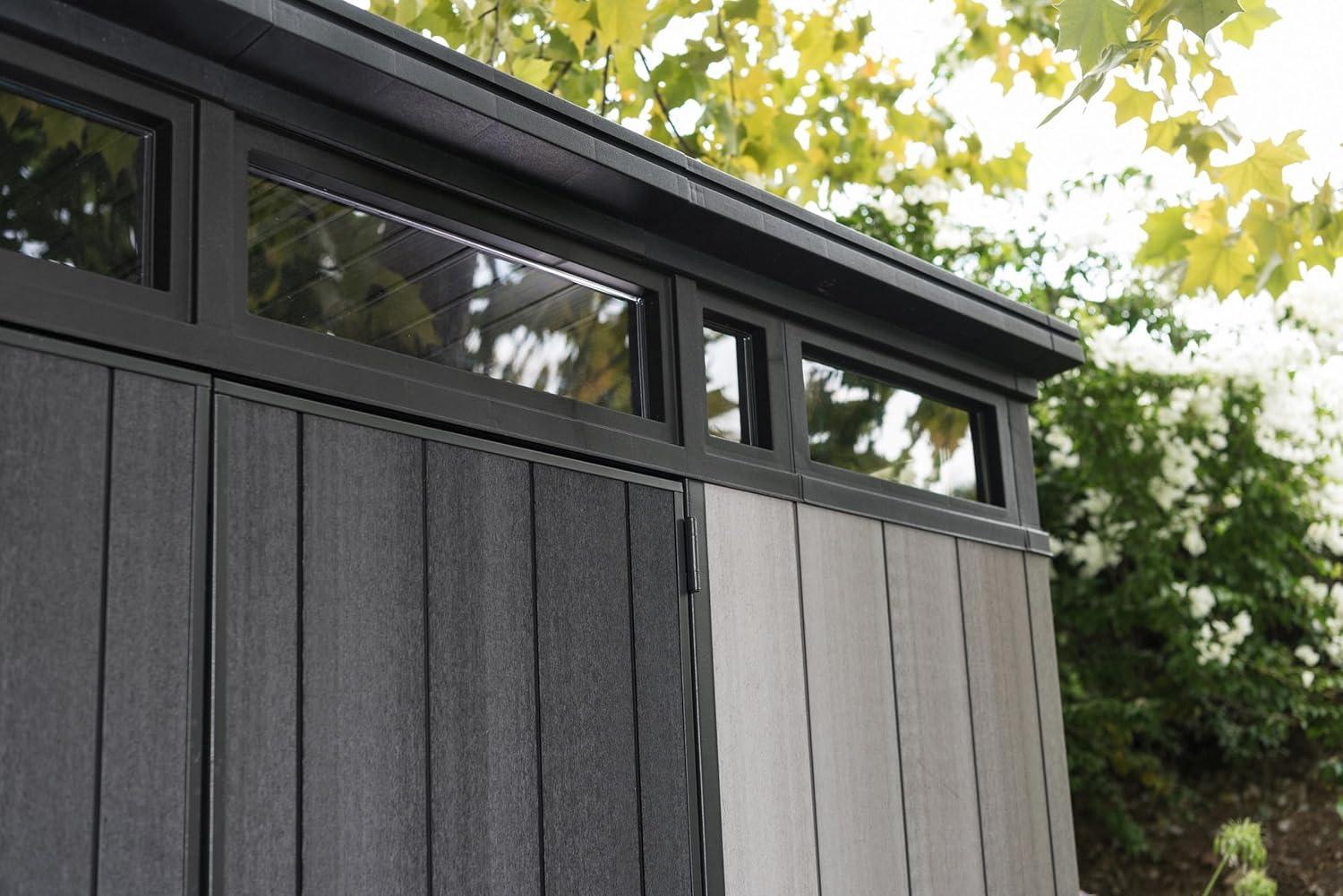 Keter Keter Artisan 11x7 ft. Modern Durable Resin Outdoor Storage Shed With Floor and Double Doors for Garden Patio Furniture and Tools, Grey