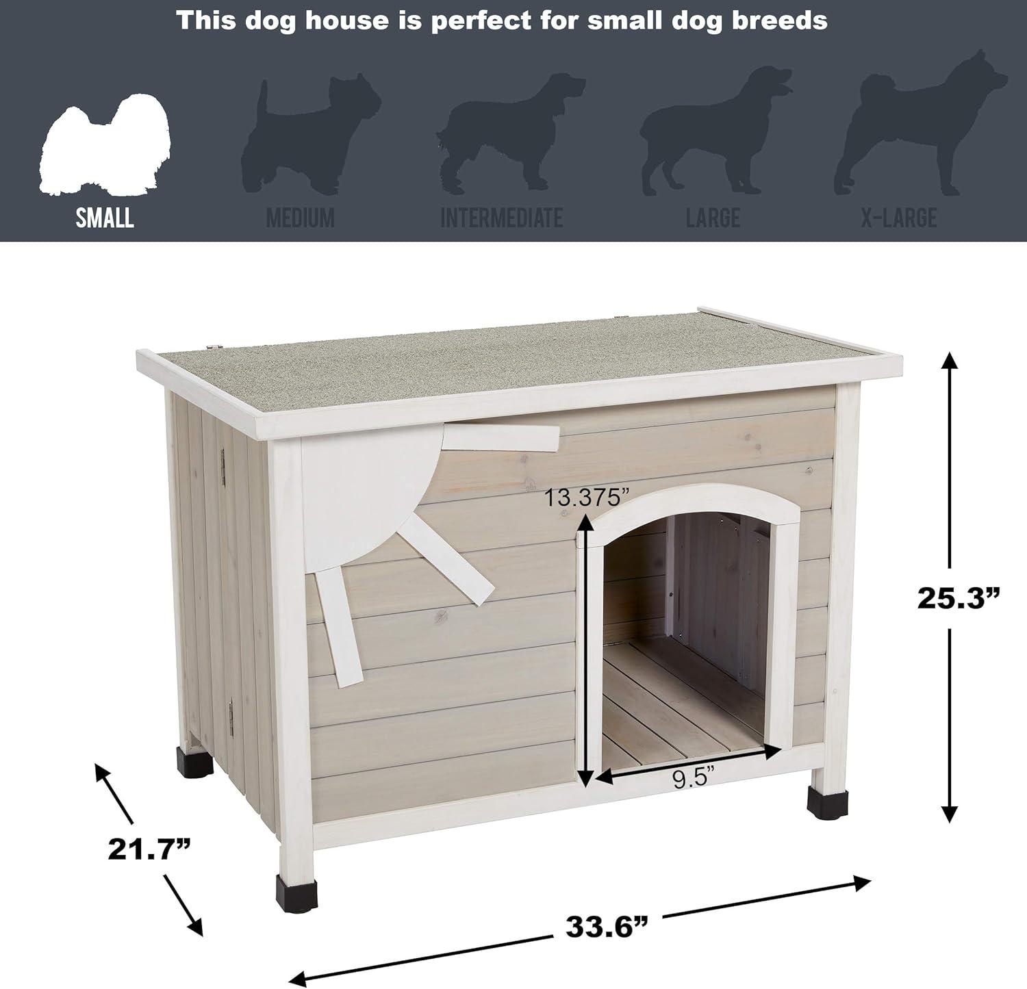 Small Beige Wood Folding Outdoor Dog House with Raised Floor