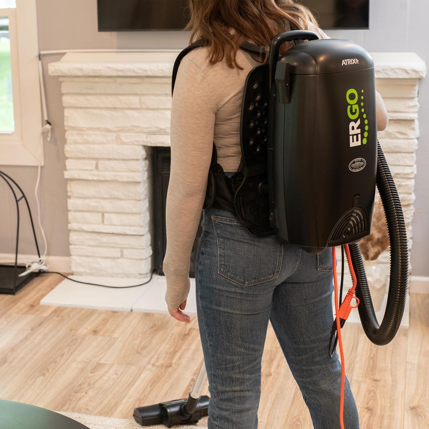 Atrix Black HEPA Backpack Vacuum with Additional Filters