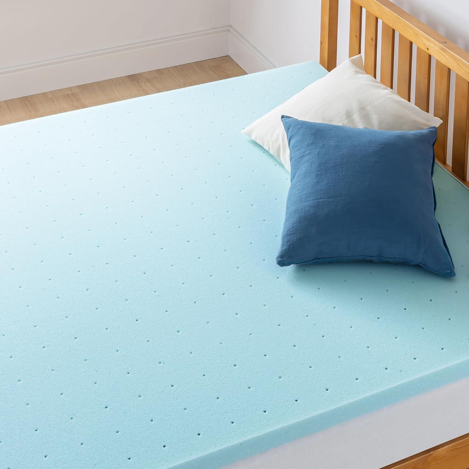 Twin Blue Gel-Infused Memory Foam Mattress Topper