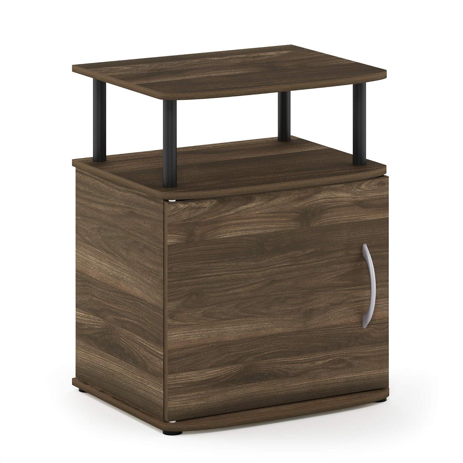 Columbia Walnut and Black Wood End Table with Storage