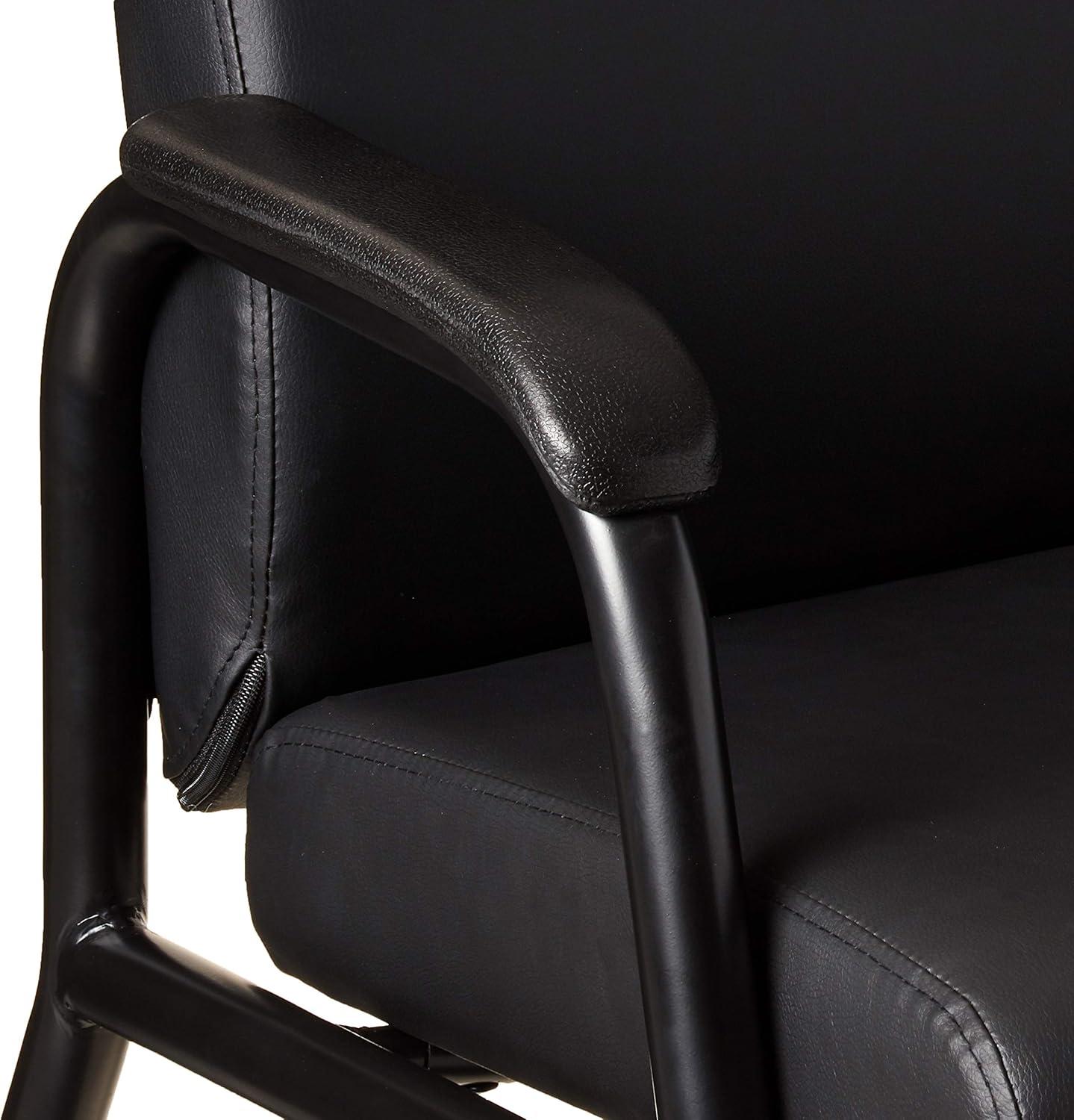 Boss Office Products Guest Chair Heavy Duty Black: Metal Frame, Fixed Arms, Padded, Sled Base, 350 lb Capacity