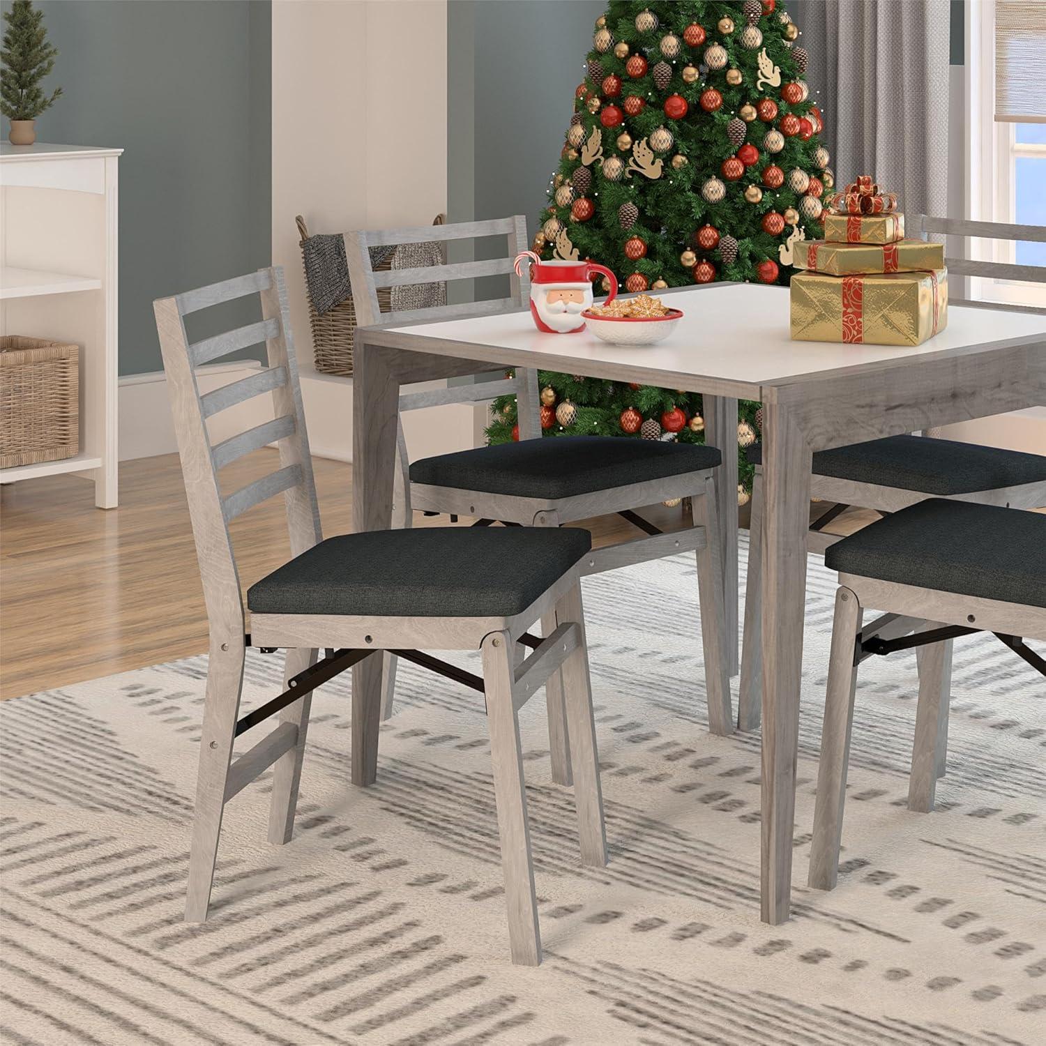 COSCO COSCO Contoured Back Wood Folding Chair with Fabric Seat (Set of 2)