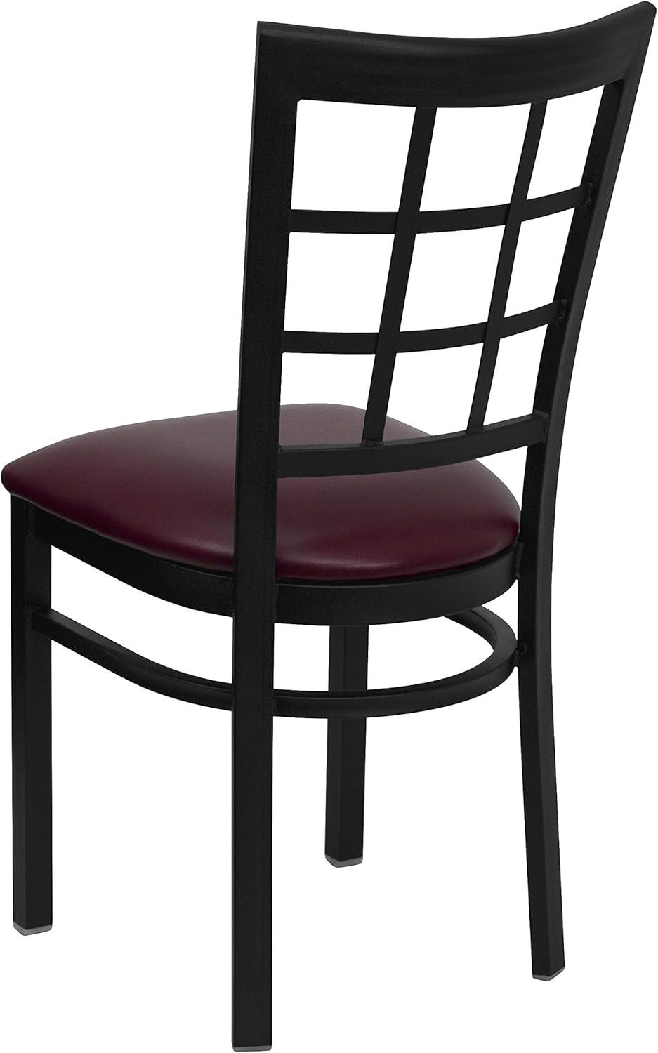 Hercules Series Black Window Back Chair with Burgundy Vinyl Seat