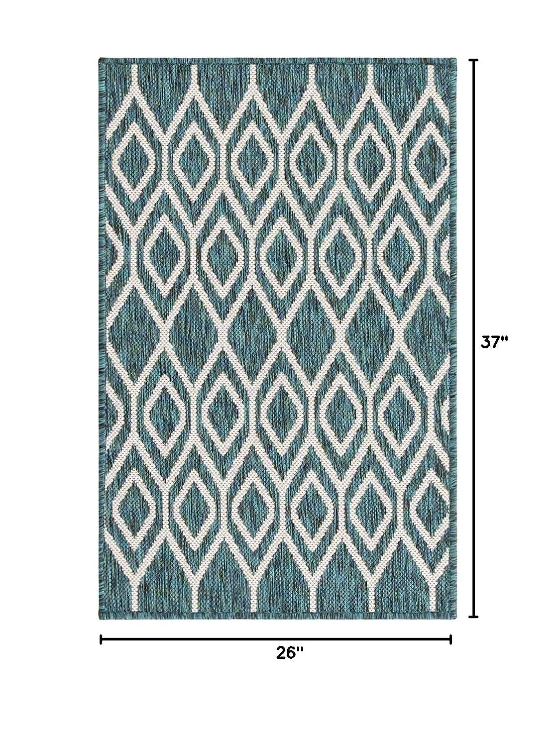 Jill Zarin Outdoor Collection Area Rug - Turks and Caicos (2' x 3' 1" Rectangle Teal/Ivory)