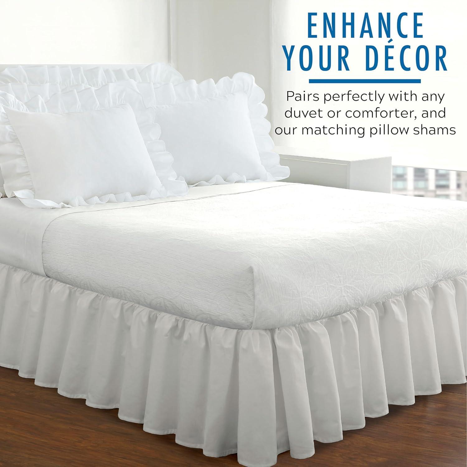 Fresh Ideas Fresh Ideas Ruffled Poplin Bed Skirt, 14" Drop Length