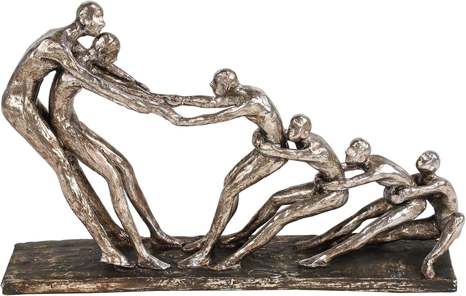 13" x 8" Silver Polystone People Sculpture, by DecMode