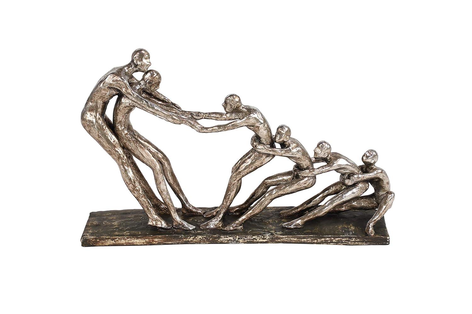 13" x 8" Silver Polystone People Sculpture, by DecMode