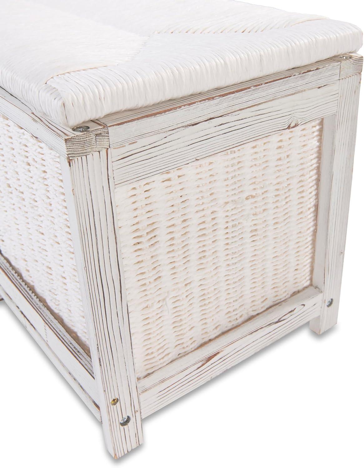 Kid''s Storage Bench With Woven Top And Baskets