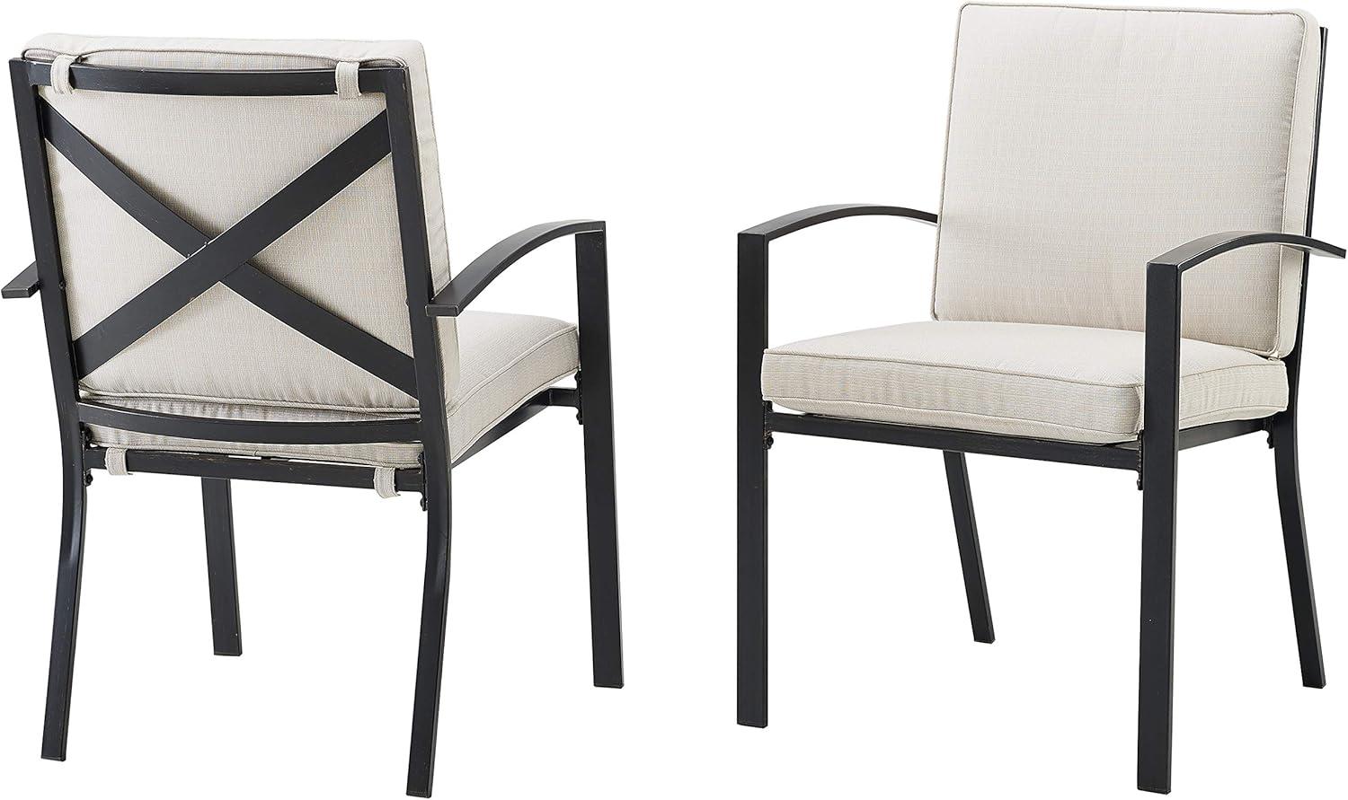 Kaplan Outdoor Dining Chairs with Cushions, Set of 2, Oatmeal and Bronze