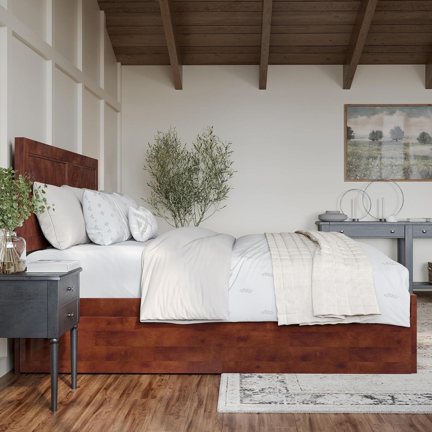 AFI Canyon Walnut Solid Wood Platform Bed with Matching Footboard & Twin-XL Trundle, King