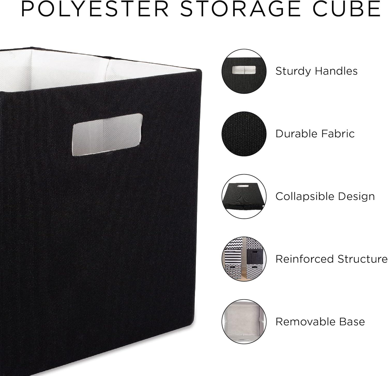Contemporary Home Living Aqua Blue Polyester Cube Storage Bin with Waves Design 13"