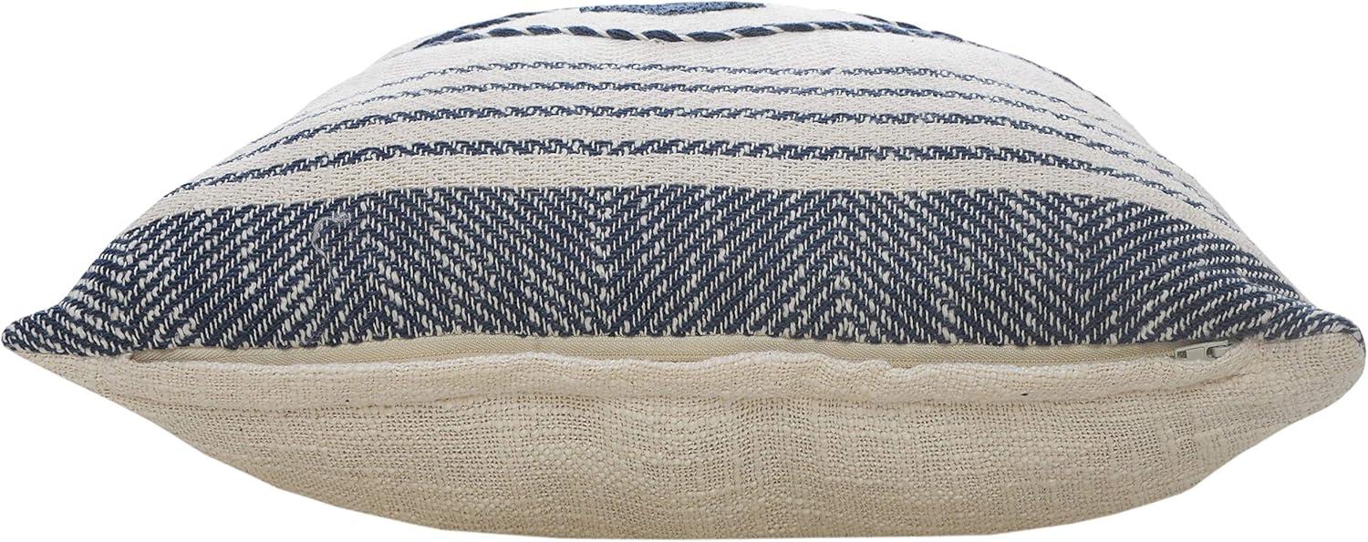 Seaside Serenity 20" Square Hand-Woven Geometric Cotton Throw Pillow Cover