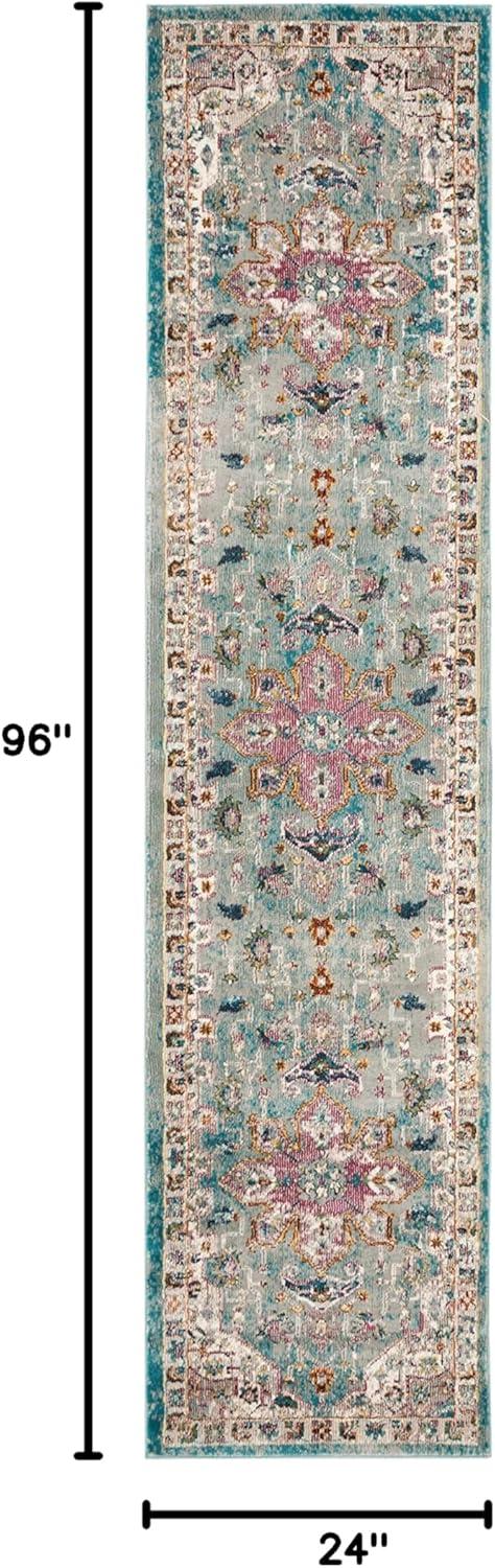Aria ARA160 Power Loomed Runner Rug - Green/Creme - 2'x8' - Safavieh.