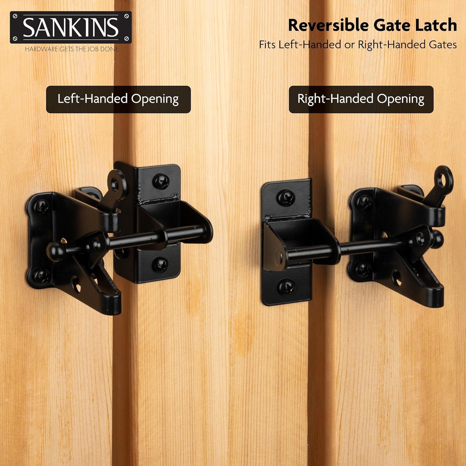 Gate Latch Automatic Gate Gravity Latch Self Locking Fence Gate Latch with Pull Cable for Wooden Fence Gates Door, Black