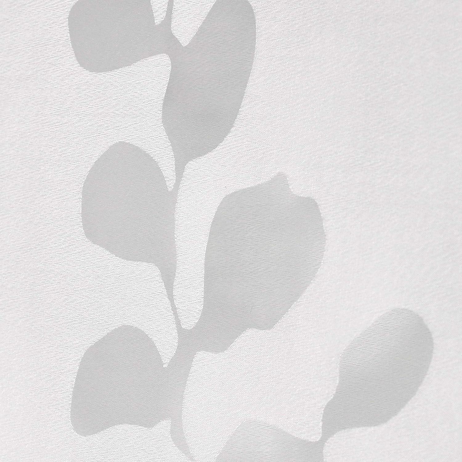 White Sheer Leaf Pattern Grommet Curtain Panels