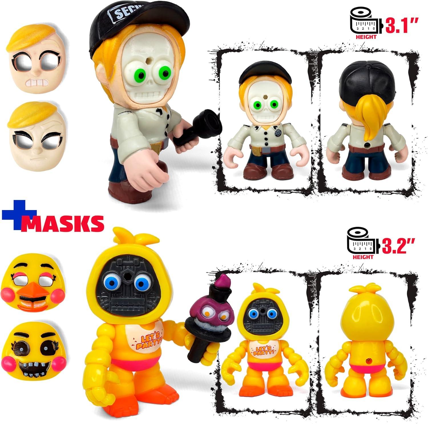 Set 12 pcs Inspired by Game Five Night at Freddys Toys | Mini Figures with Masks | FNAF Action Figure [Rockstar Bonnie, Montgomery Gator, Chica, Human Security, Radioactive Foxy etc.]