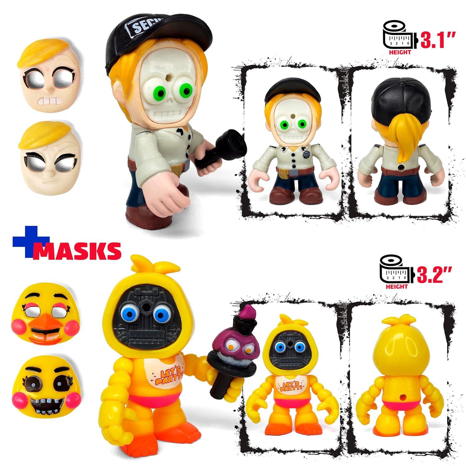 Set 12 pcs Inspired by Game Five Night at Freddys Toys | Mini Figures with Masks | FNAF Action Figure [Rockstar Bonnie, Montgomery Gator, Chica, Human Security, Radioactive Foxy etc.]