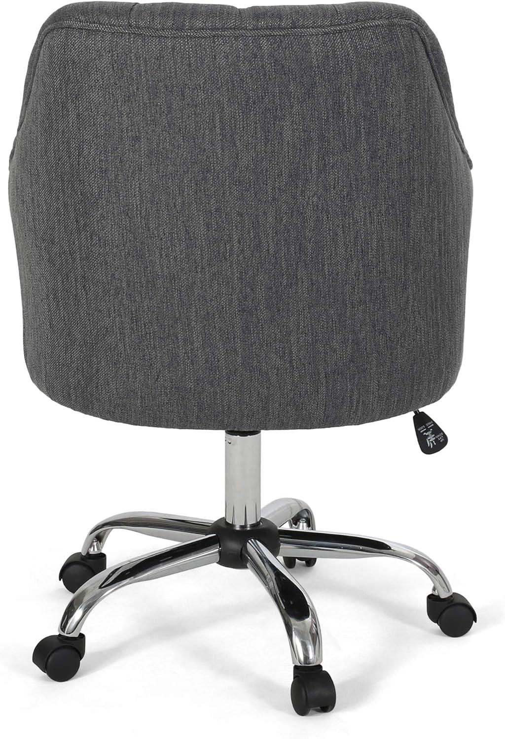 Charcoal Fabric Tufted Swivel Office Chair with Silver Chrome Base