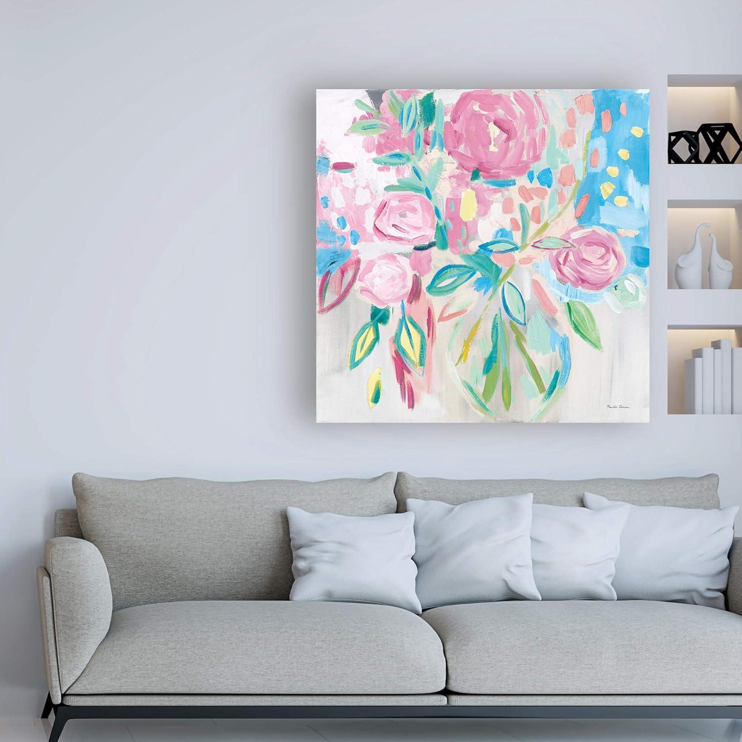 Trademark Fine Art 'Summer Pink Floral Pastel' Canvas Art by Farida Zaman