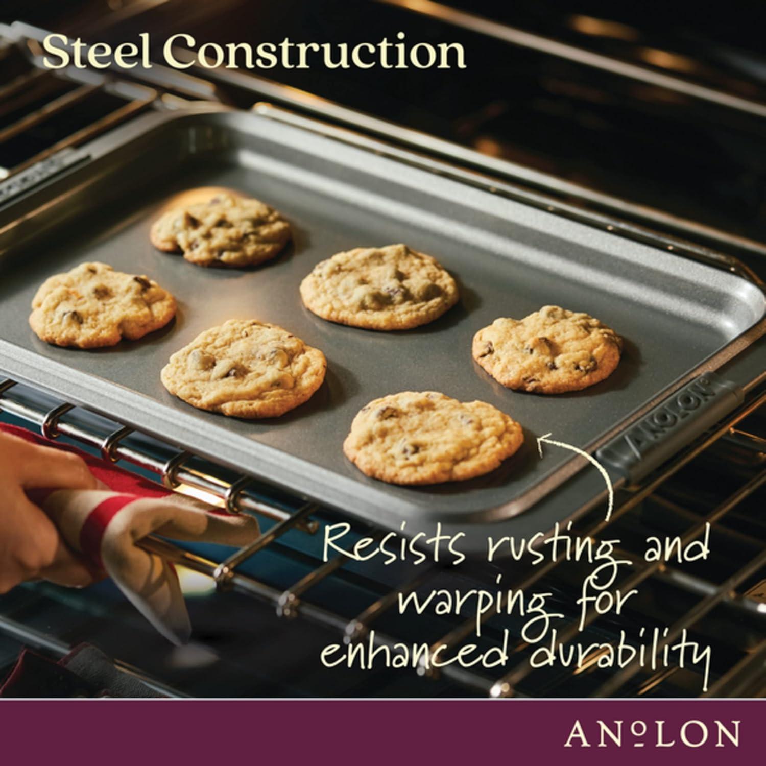 Anolon Advanced Nonstick Bakeware Baking Sheet And Cooling Rack Set, 11-Inch X 17-Inch, Gray