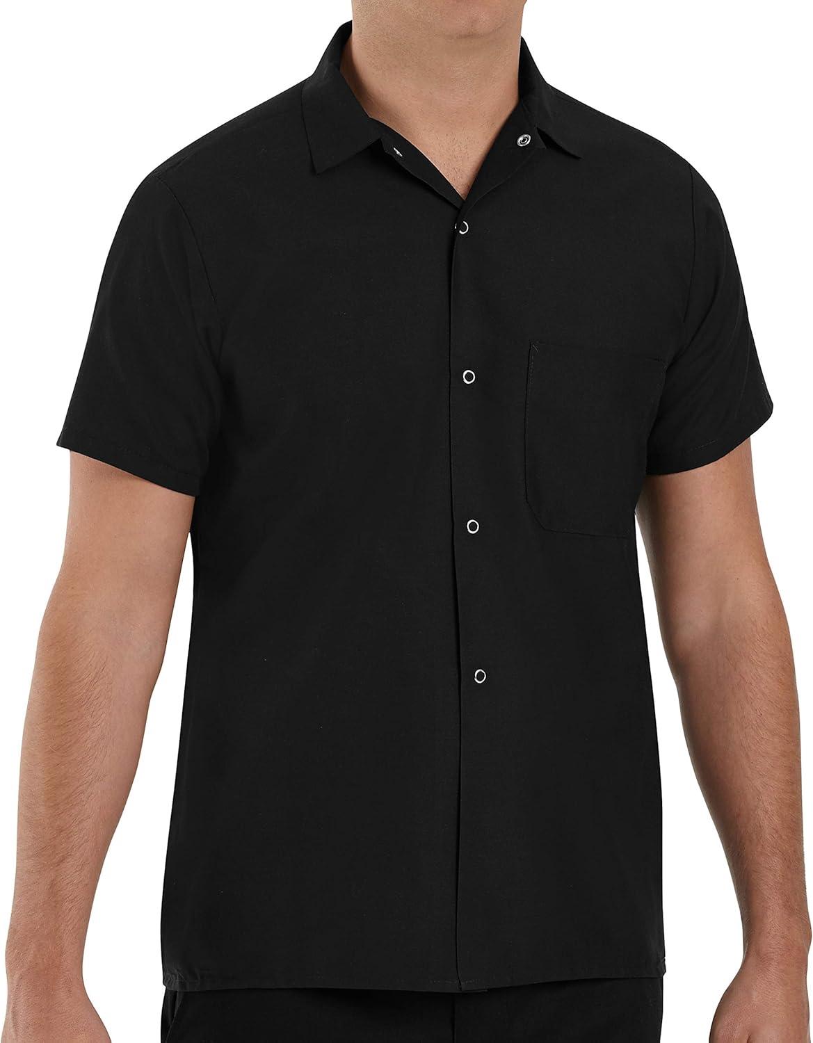 Men's Black Snap Front Chef Shirt, 2XL